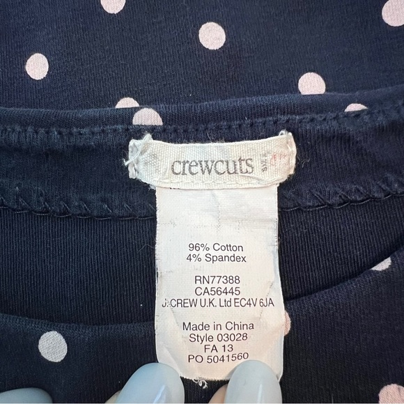 Crewcuts Girls Peplum Top Navy White Polka Dot Short Sleeve Size 4 - Picture 4 of 4